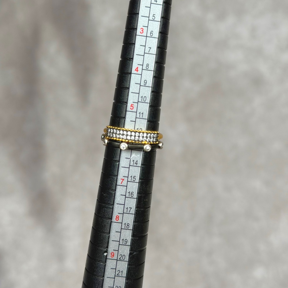 Freida Rothman Two Tone Stackable Ring Set Gold Black Rhodium Size 6 Sterling